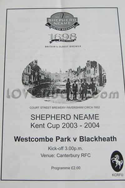 2004 Westcombe Park v Blackheath  Rugby Programme